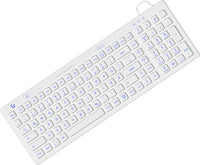 KeySonic KSK-6031INEL-Wh (DE), Kompakt Hygienetastatur, Industrietastatur, USB, Beleuchtung, weiß