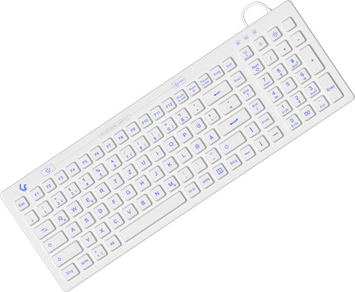 KeySonic KSK-6031INEL Kompakte Hygienetastatur, Kabelgebunden USB-Anschluss, Beleuchtet, Silikon,
