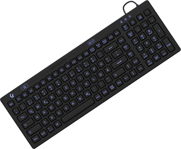 KeySonic KSK-6031INEL-B (DE), Kompakt Hygienetastatur, Industrietastatur, USB, Beleuchtung, schwarz