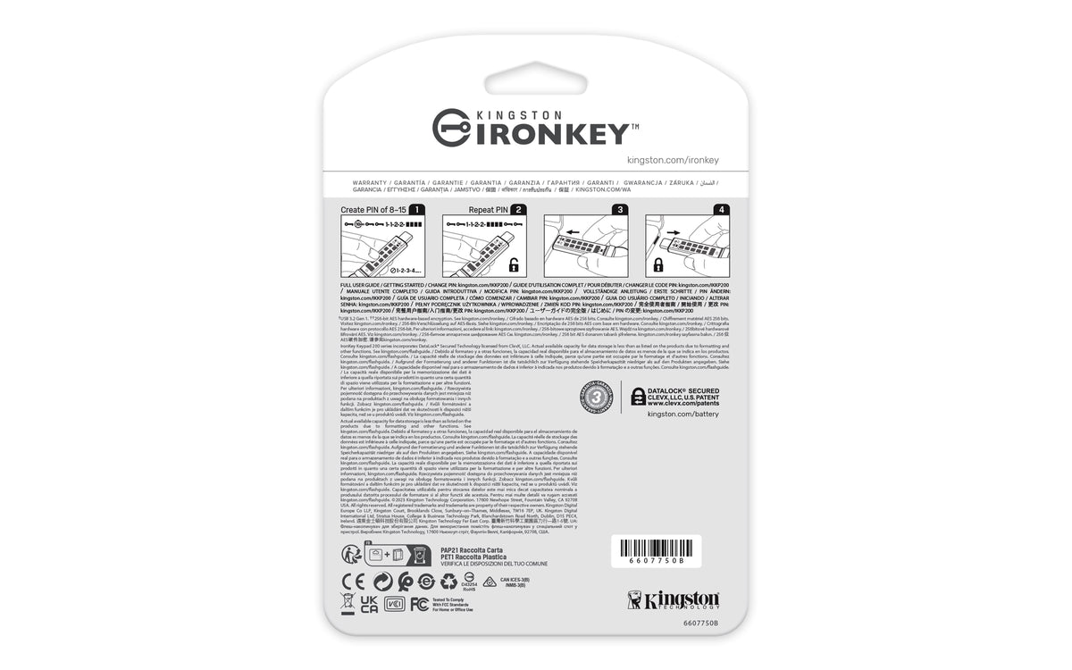 Kingston Technology IronKey 64GB USB-C Keypad 200C, FIPS 140-3 Lvl 3 AES256