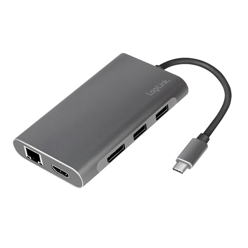 LogiLink UA0382 laptop-dockingstation & portreplikator Kabelgebunden USB 3.2 Gen 1 (3.1 Gen 1) Type-C Silber