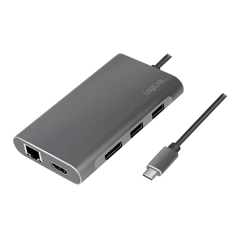 LogiLink UA0382 laptop-dockingstation & portreplikator Kabelgebunden USB 3.2 Gen 1 (3.1 Gen 1) Type-C Silber