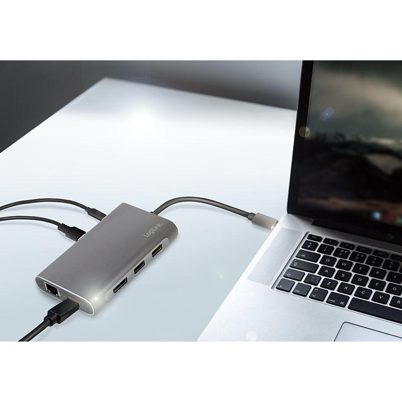 LogiLink UA0382 laptop-dockingstation & portreplikator Kabelgebunden USB 3.2 Gen 1 (3.1 Gen 1) Type-C Silber