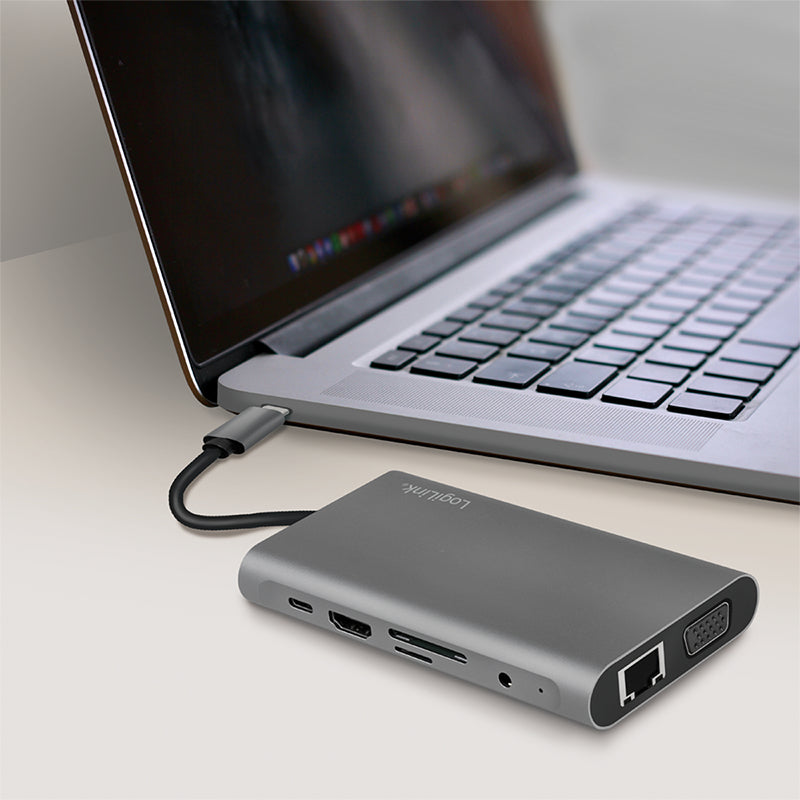 LogiLink UA0383 laptop-dockingstation & portreplikator Kabelgebunden USB 3.2 Gen 1 (3.1 Gen 1) Type-C Silber