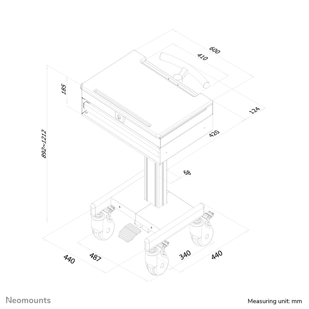 Neomounts MED-M100 Medizinischer mobiler Arbeitsplatz -17" - Gasfeder - abschließbar