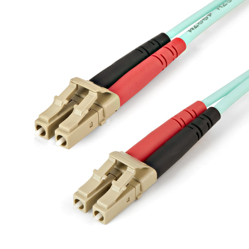 StarTech Aqua OM4 Duplex Multimode Fiber 2m 6 ft 100 Gb 50/125 LC to Patch Cable