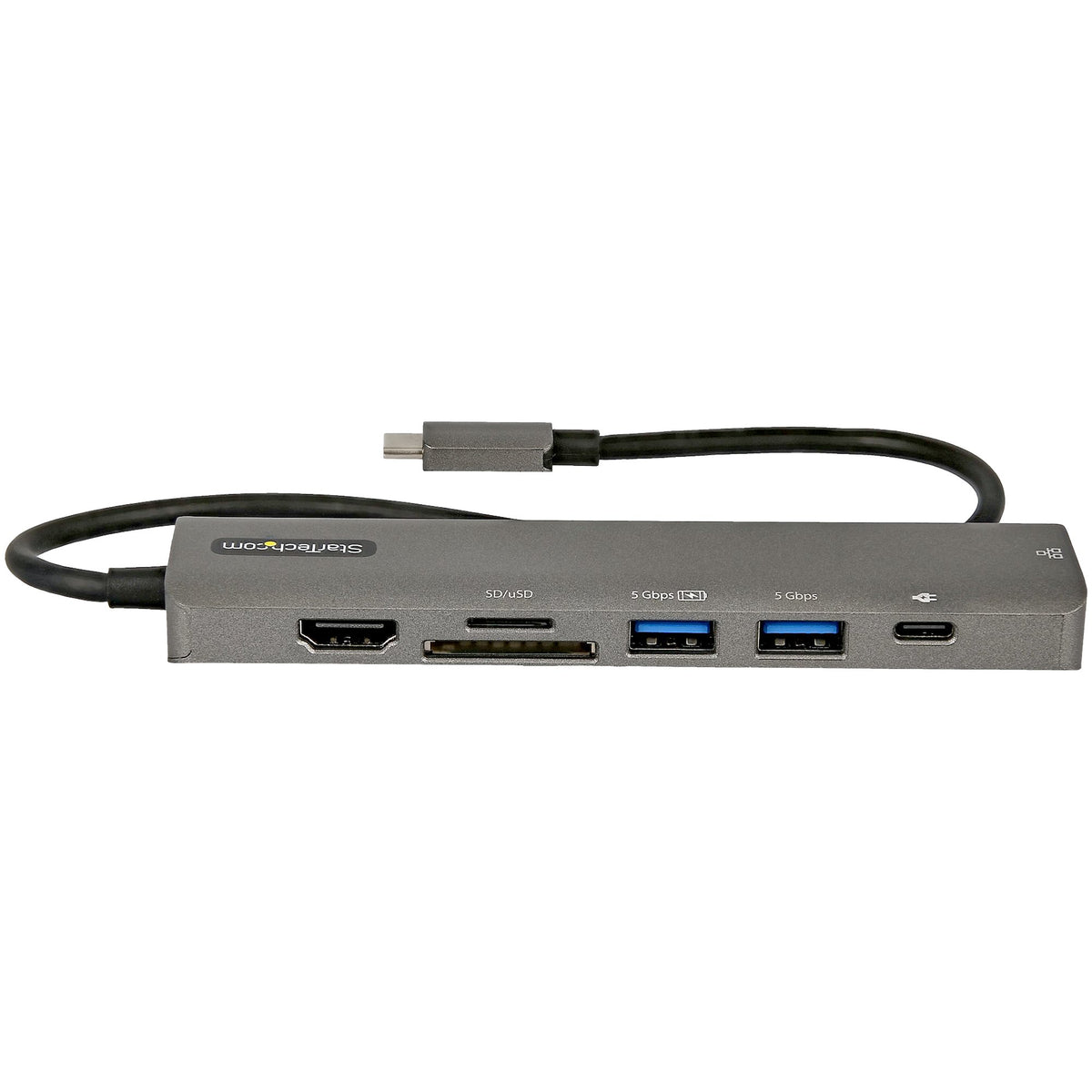 StarTech.com USB-C Multiport Adapter - USB-C auf 4K 60Hz HDMI 2.0, 100W Power Delivery Pass-through, SD/MicroSD, 2 Port USB 3.0 Hub, GbE - USB-C Mini Dock - 30cm langes angeschlossenes Kabel