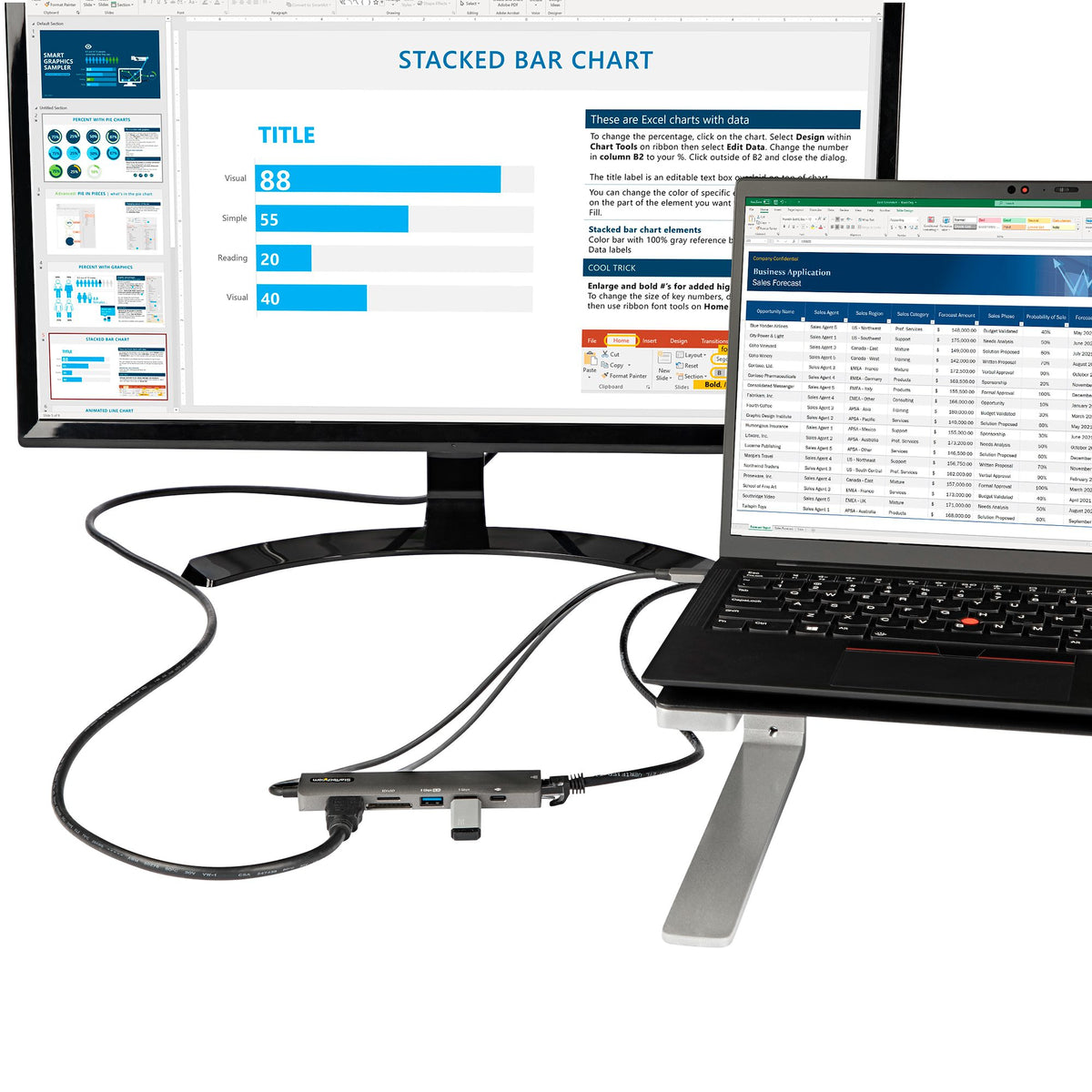 StarTech.com USB-C Multiport Adapter - USB-C auf 4K 60Hz HDMI 2.0, 100W Power Delivery Pass-through, SD/MicroSD, 2 Port USB 3.0 Hub, GbE - USB-C Mini Dock - 30cm langes angeschlossenes Kabel