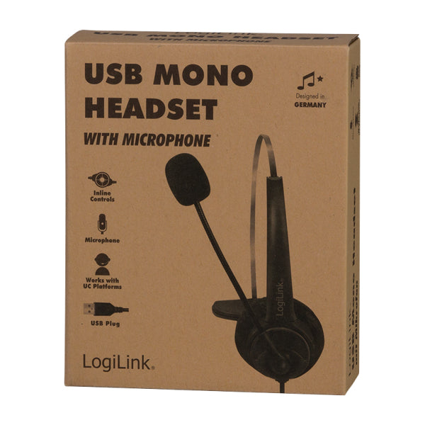 LogiLink HS0056 Kopfhörer & Headset Kabelgebunden Kopfband Büro/Callcenter USB Typ-A Schwarz