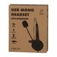 LogiLink HS0056 Kopfhörer & Headset Kabelgebunden Kopfband Büro/Callcenter USB Typ-A Schwarz