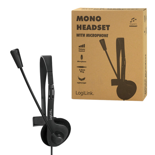 LogiLink HS0054 Kopfhörer & Headset Kabelgebunden Kopfband Büro/Callcenter Schwarz