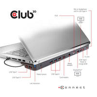 CLUB3D UNIVERSAL USB Gen1 Typ-C Triple Display Dynamic PD Ladestation mit 65 Watt PS (VGA, HDMI, DP, ETHERNET)