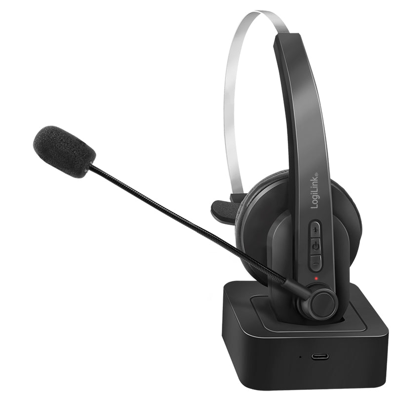 LogiLink BT0059 Headphones & Headset Wireless Headband Office/Call Center Bluetooth Charging Station Black