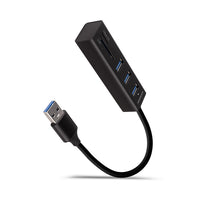 Axagon HMA-CR3A Metall-USB-3.2-Gen-1-Multiport-Hub mit drei USB-A Anschlüssen und einem Kartenleser