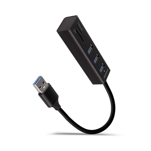 Axagon HMA-CR3A Metall-USB-3.2-Gen-1-Multiport-Hub mit drei USB-A Anschlüssen und einem Kartenleser
