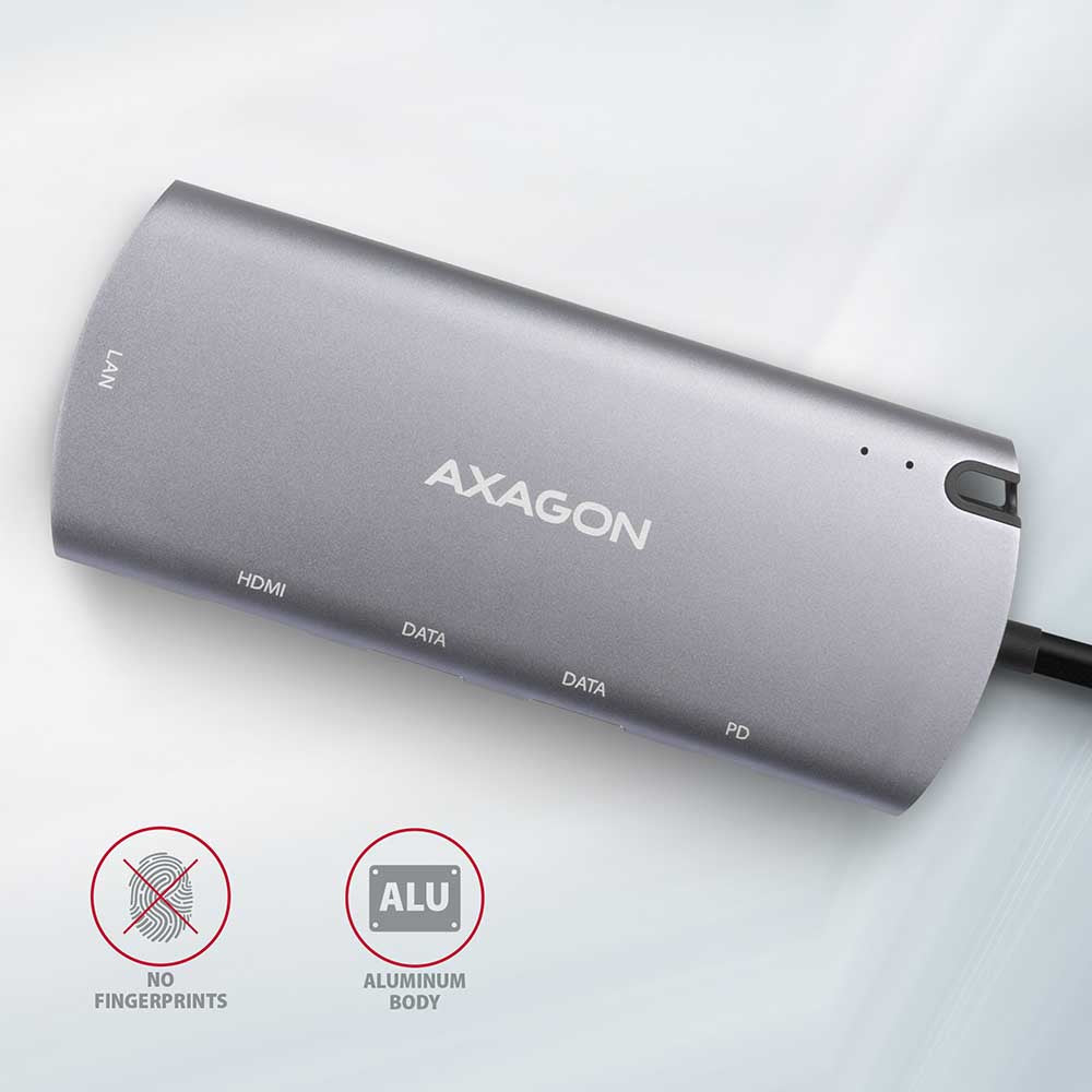 Axagon HMC-6M2 USB 3.2 Gen 1 hub, 2x USB-A, HDMI, RJ-45, SATA M.2, PD 100W, USB-C Kabel