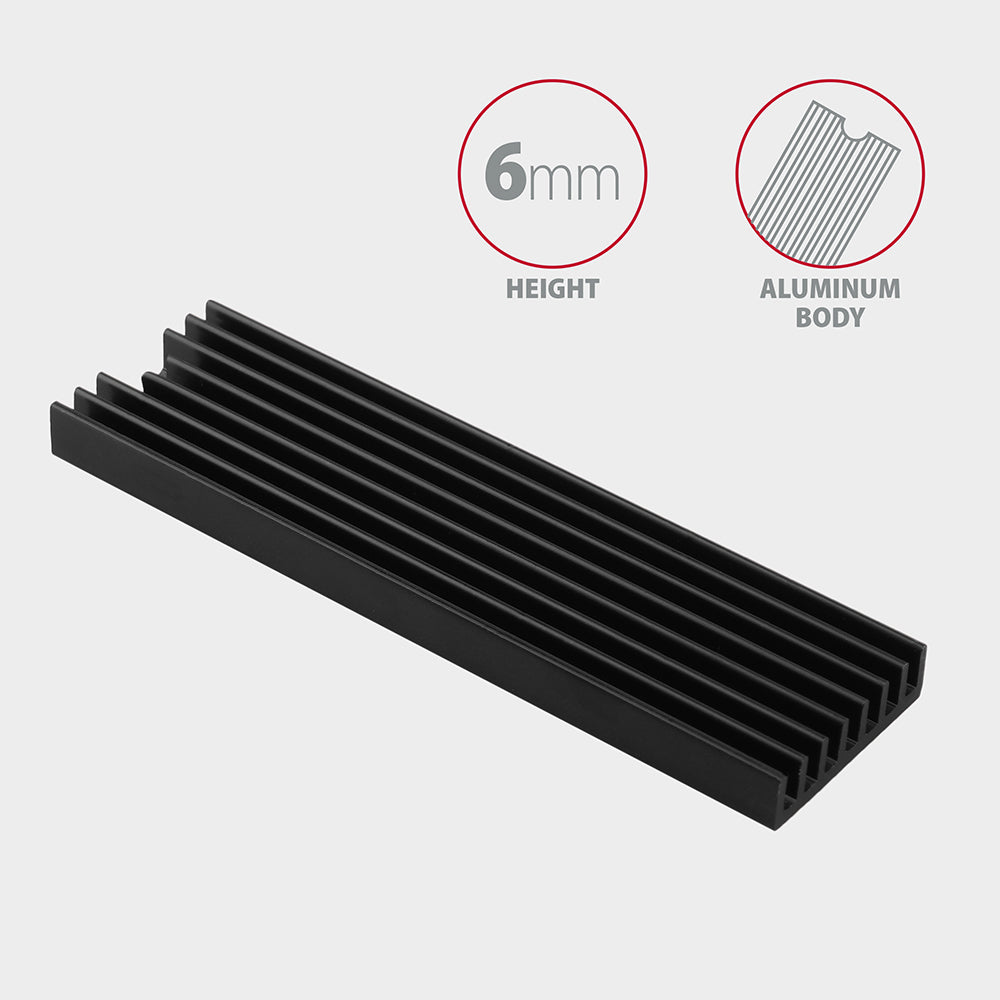 Axagon CLR-M2L6 Alu-Passivkühler für alle M.2-SSD-Festplatten Gr. 2280, Höhe 6 mm.