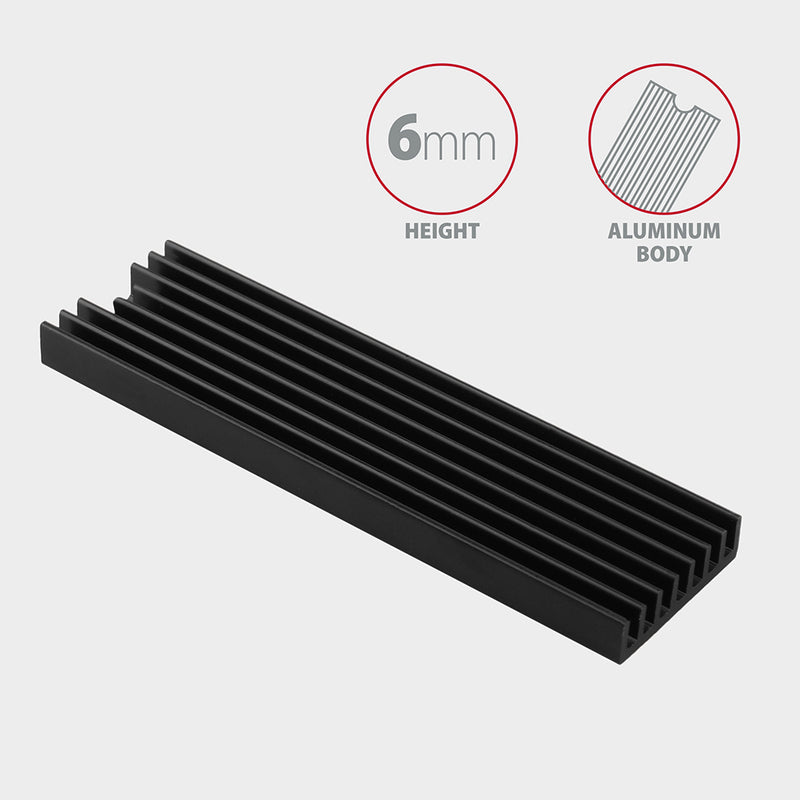 Axagon CLR-M2L6 Alu-Passivkühler für alle M.2-SSD-Festplatten Gr. 2280, Höhe 6 mm.