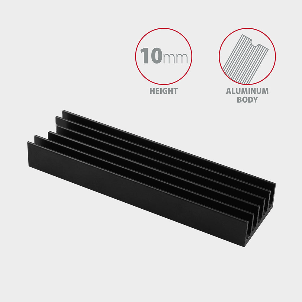 Axagon CLR-M2L10 Alu-Passivkühler für alle M.2-SSD-Festplatten Gr. 2280, Höhe 10 mm.