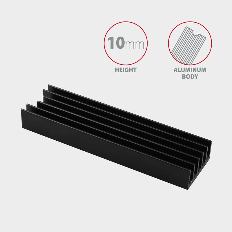 Axagon CLR-M2L10 Alu-Passivkühler für alle M.2-SSD-Festplatten Gr. 2280, Höhe 10 mm.