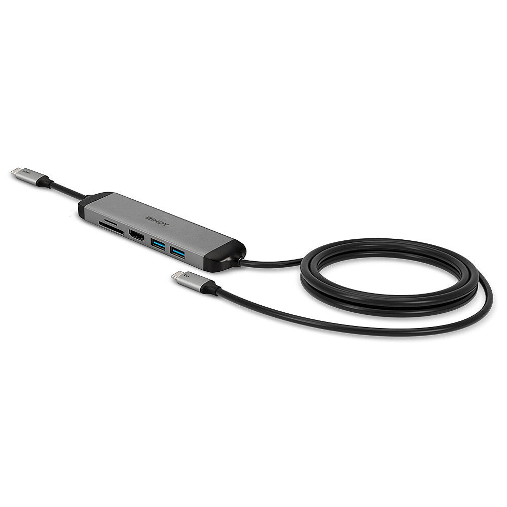 Lindy 43326 laptop-dockingstation & portreplikator Kabelgebunden USB 3.2 Gen 1 (3.1 Gen 1) Type-C Schwarz, Grau