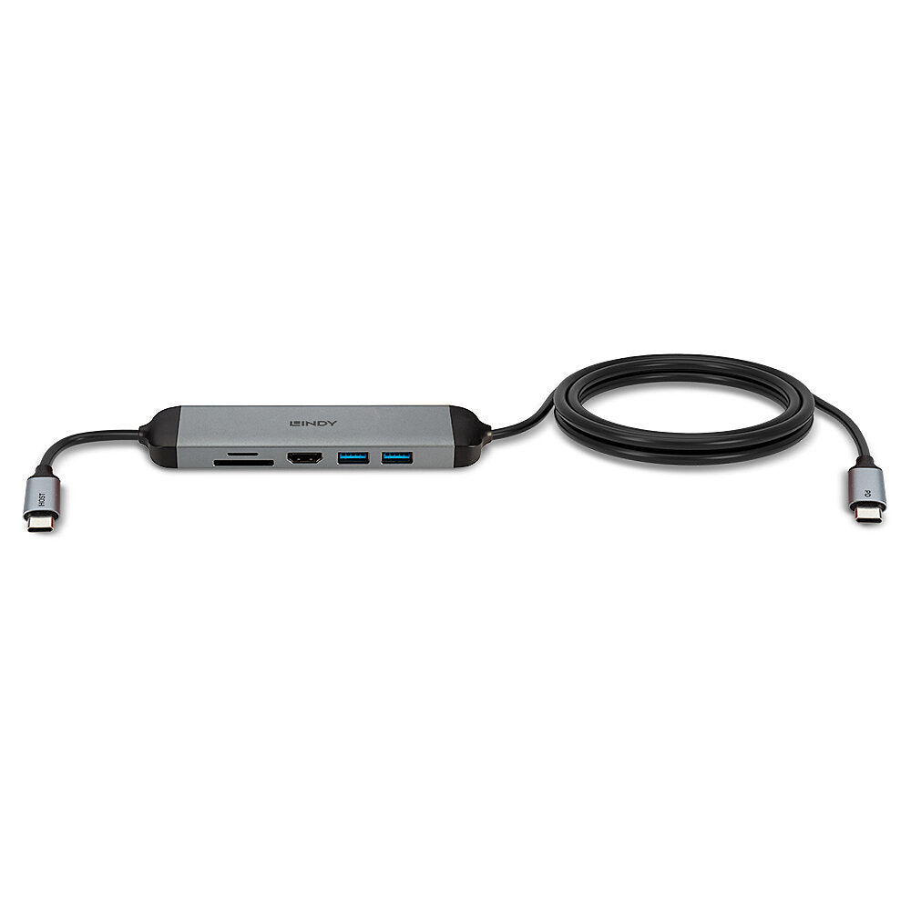 Lindy 43326 laptop-dockingstation & portreplikator Kabelgebunden USB 3.2 Gen 1 (3.1 Gen 1) Type-C Schwarz, Grau