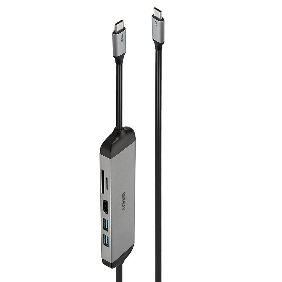 Lindy 43326 Station d'accueil pour ordinateur portable et réplicateur de ports Filaire USB 3.2 Gen 1 (3.1 Gen 1) Type-C Noir, Gris