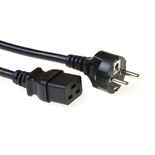 ACT Stromkabel Netzstecker CEE 7/7 Stecker (gerade) - C19 schwarz 3 m