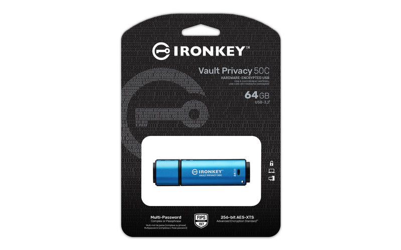 Kingston Technology IronKey 64GB USB-C Vault Privacy 50C AES-256 verschlüsselter, FIPS 197