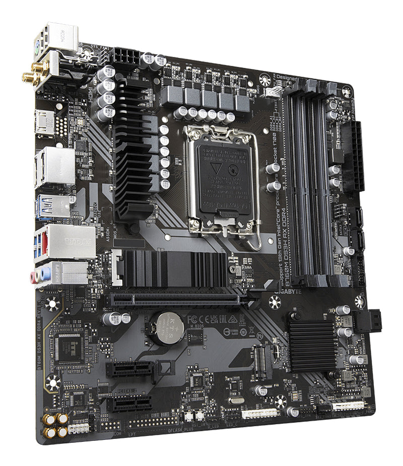 GIGABYTE B760M DS3H AX DDR4 Motherboard - Unterstützt Intel Core 14. Generation CPUs, 6+2+1 Phasen Digital VRM, bis zu 5333MHz DDR4 (OC), 2xPCIe 4.0 M.2, Wi-Fi 6E, 2.5GbE LAN, USB 3.2 Gen2
