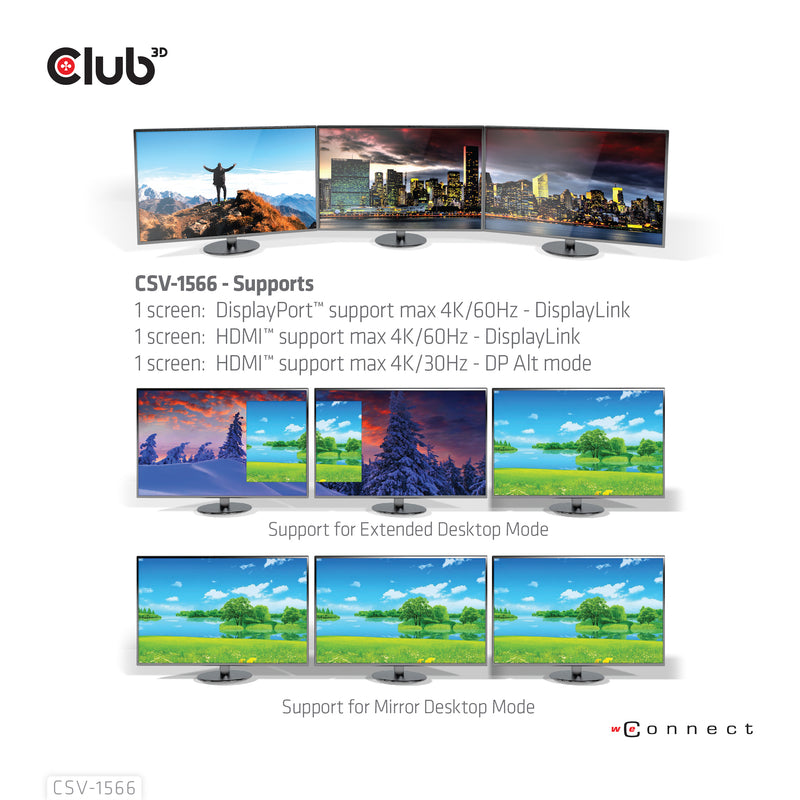 CLUB3D USB Gen1 Typ-C Triple Display DP Alt-Modus Displaylink Dynamic PD Ladestation mit 120 Watt PS