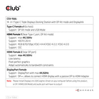 CLUB3D USB Gen1 Typ-C Triple Display DP Alt-Modus Displaylink Dynamic PD Ladestation mit 120 Watt PS