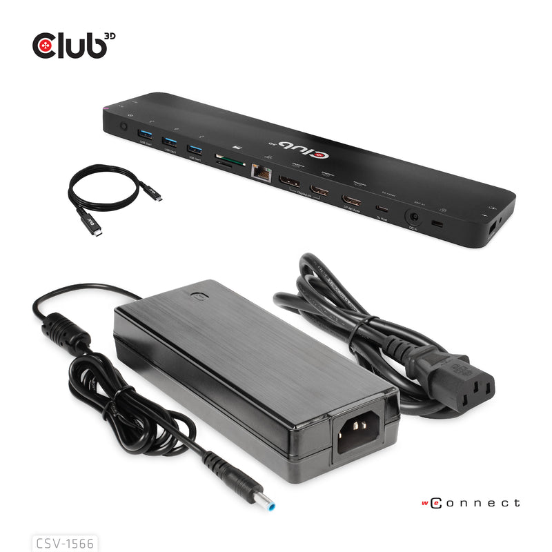 CLUB3D USB Gen1 Typ-C Triple Display DP Alt-Modus Displaylink Dynamic PD Ladestation mit 120 Watt PS