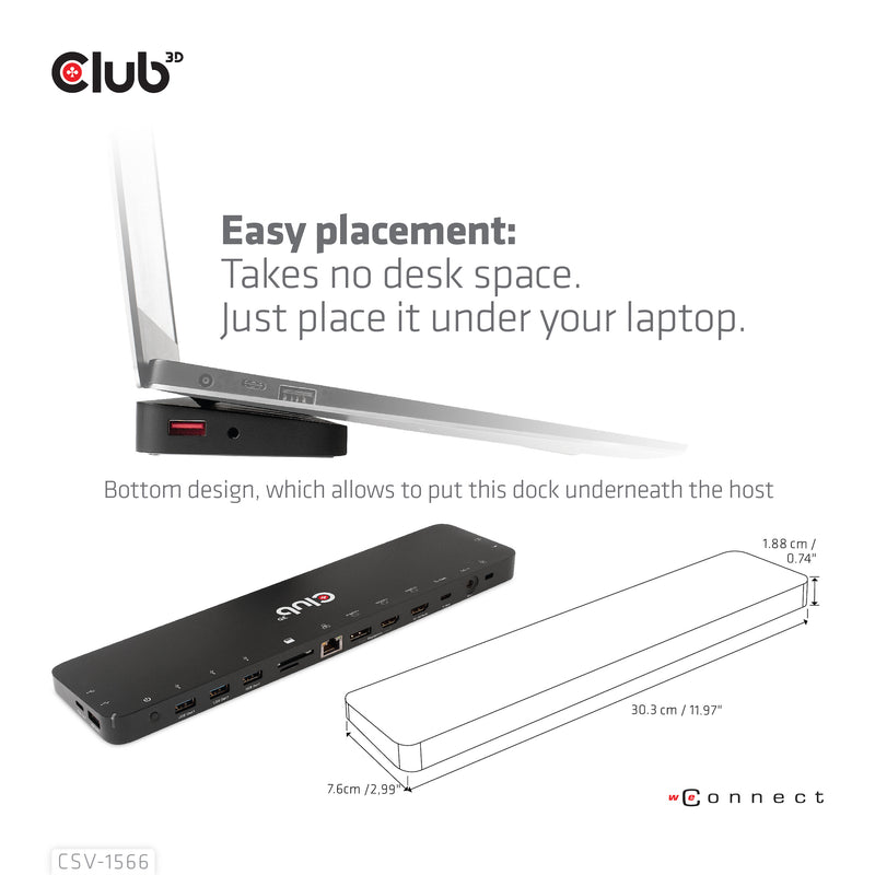 CLUB3D USB Gen1 Typ-C Triple Display DP Alt-Modus Displaylink Dynamic PD Ladestation mit 120 Watt PS