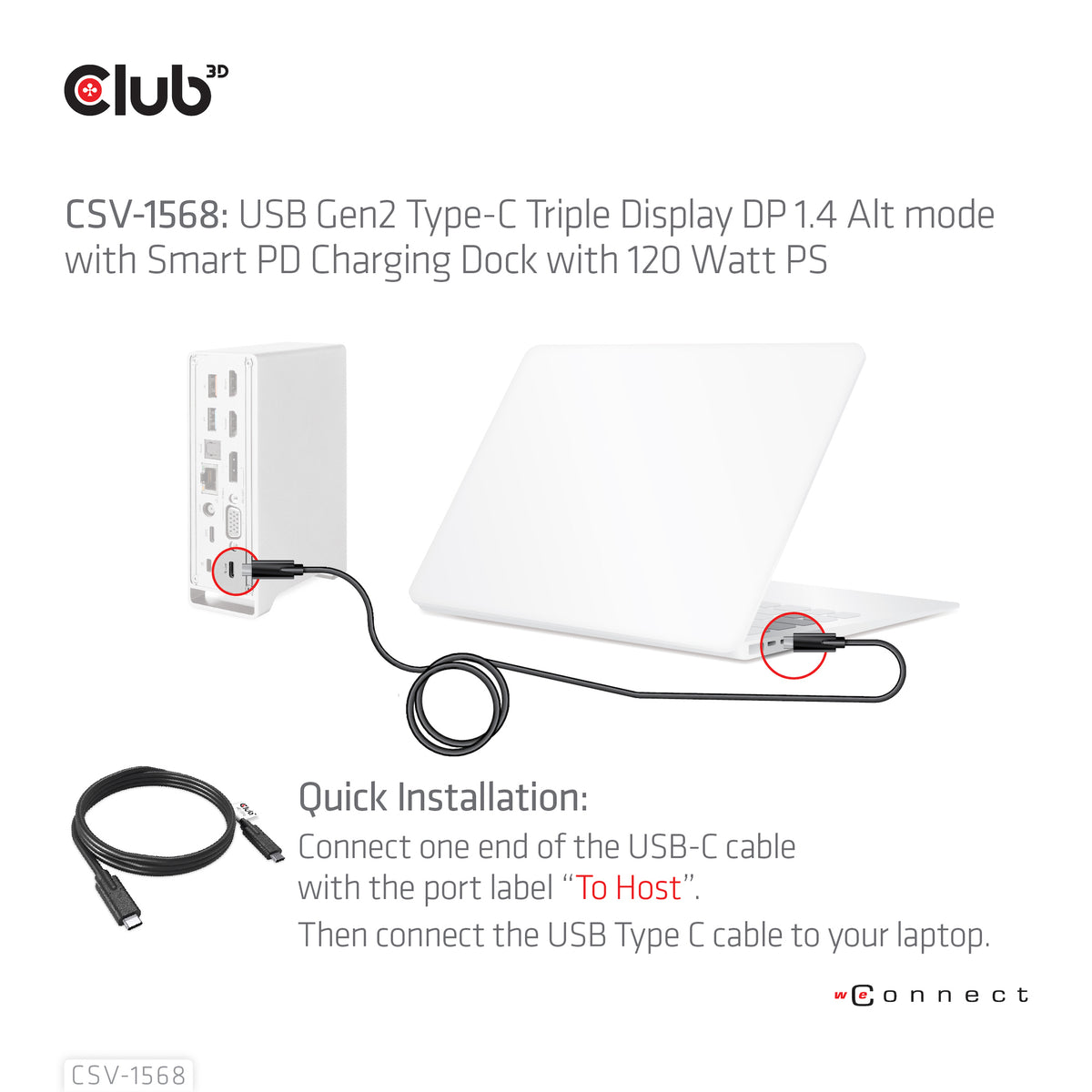 CLUB3D Universal Docking station Metal casing 1x USB Gen2 Type-C (data) 2x USB Gen2 Type-A Female 1x USB Gen1 Type-A Female 1x USB Type-A (RED) Smart Charging port 5V/2.4A Max. • 2x HDMI™ (DP Alt Mode) 1x DP™ (DP Alt Mode) hdr 1x VGA 1x RJ45+ 120 Watt