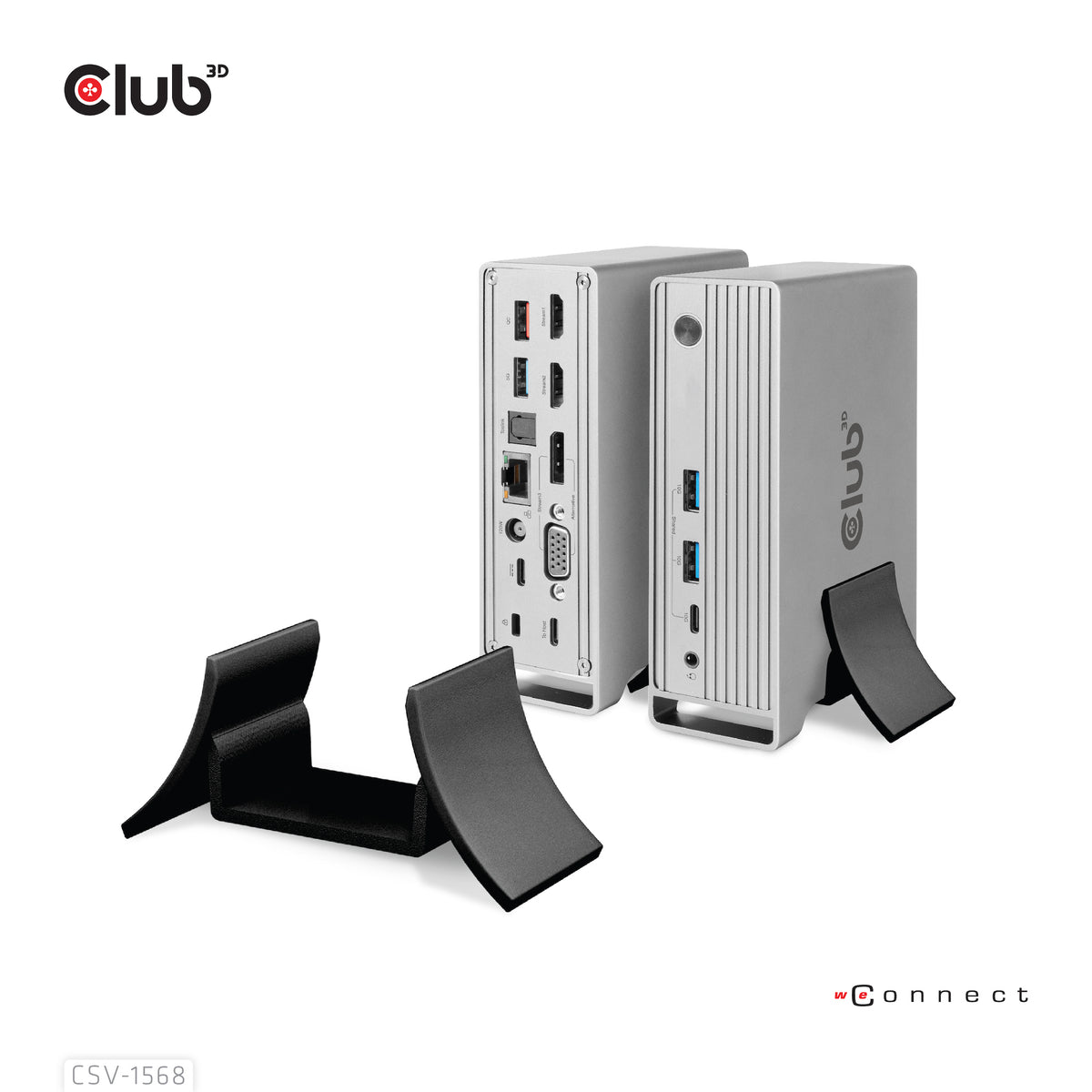 CLUB3D Universal Docking station Metal casing 1x USB Gen2 Type-C (data) 2x USB Gen2 Type-A Female 1x USB Gen1 Type-A Female 1x USB Type-A (RED) Smart Charging port 5V/2.4A Max. • 2x HDMI™ (DP Alt Mode) 1x DP™ (DP Alt Mode) hdr 1x VGA 1x RJ45+ 120 Watt