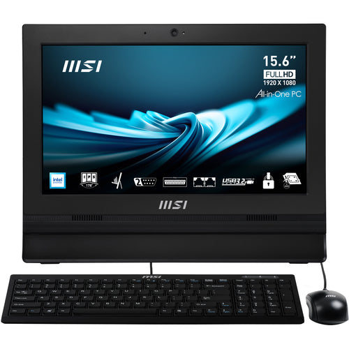 MSI Pro AP162T ADL-019DE Intel® N N100 39,6 cm (15.6") 1920 x 1080 Pixel Touchscreen All-in-One-PC 4 GB DDR4-SDRAM 128 GB SSD Windows 11 Pro Wi-Fi 5 (802.11ac) Schwarz