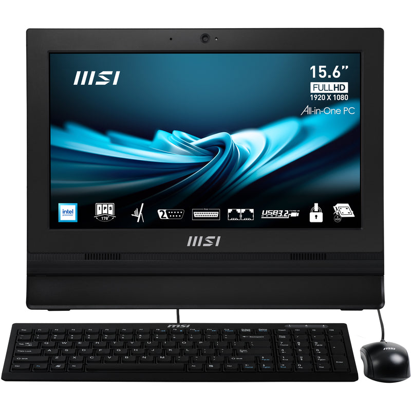 MSI Pro AP162T ADL-019DE Intel® N N100 39,6 cm (15.6") 1920 x 1080 Pixel Touchscreen All-in-One-PC 4 GB DDR4-SDRAM 128 GB SSD Windows 11 Pro Wi-Fi 5 (802.11ac) Schwarz