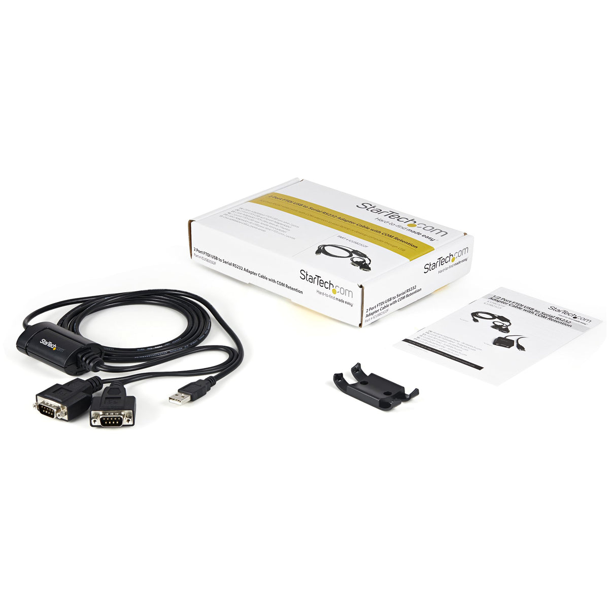 StarTech.com 1.8m 2-Port FTDI USB auf Seriell RS232 Adapter, USB zu RS232 DB9 Adapterkabel mit COM Retention, TAA-Konform