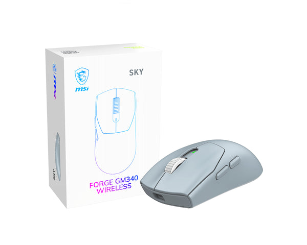 MSI Forge Gm340 Wireless Sky Maus Gaming Beidhändig RF Wireless + Bluetooth Optisch 12000 DPI