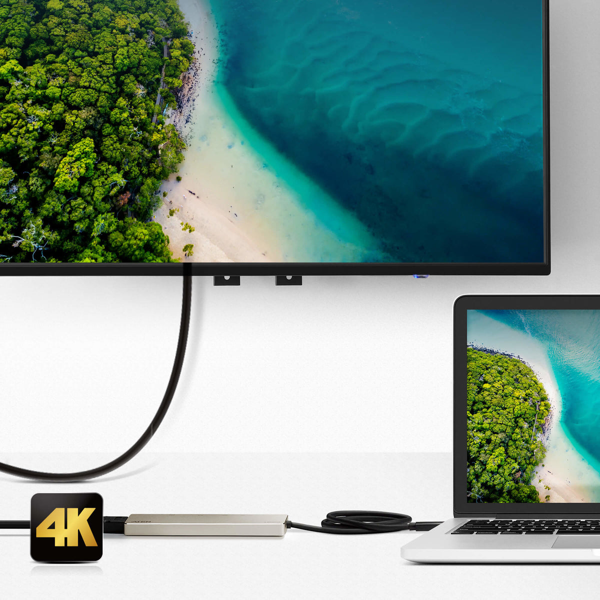 ATEN USB-C-Multiport-Mini-Dockingstation mit Power-Pass-Through