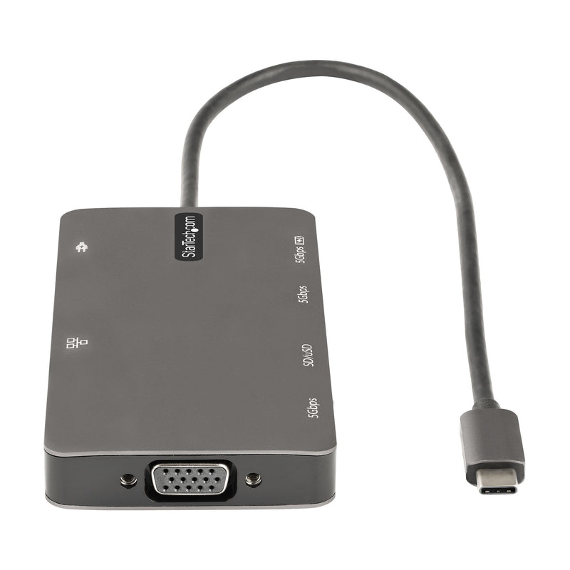 StarTech.com USB C Multiport Adapter - USB C auf HDMI 4K 30Hz/VGA Reiseadapter/Docking station - 5Gbit/s USB 3.0 Hub (USB A/USB C) - 100W Power Delivery - SD/Micro SD Kartenleser - Gigabit Netzwerk - 30cm Kabel