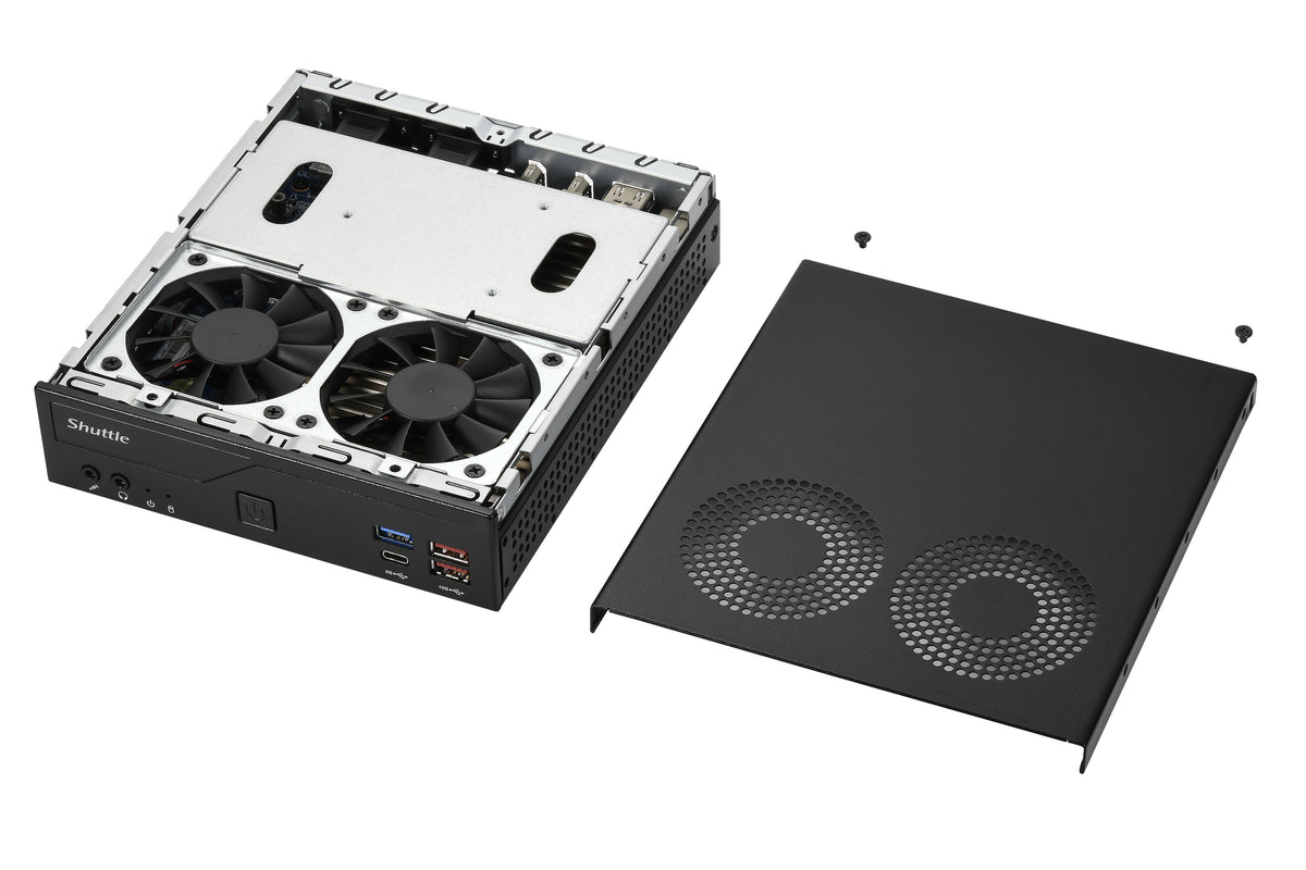 Shuttle Slim PC DH770 , S1700, 2x HDMI, 2x DP , 2x 2.5G LAN, 2x COM, 8x USB, 1x 2.5", 2x M.2, 24/7 Dauerbetrieb, inkl. VESA