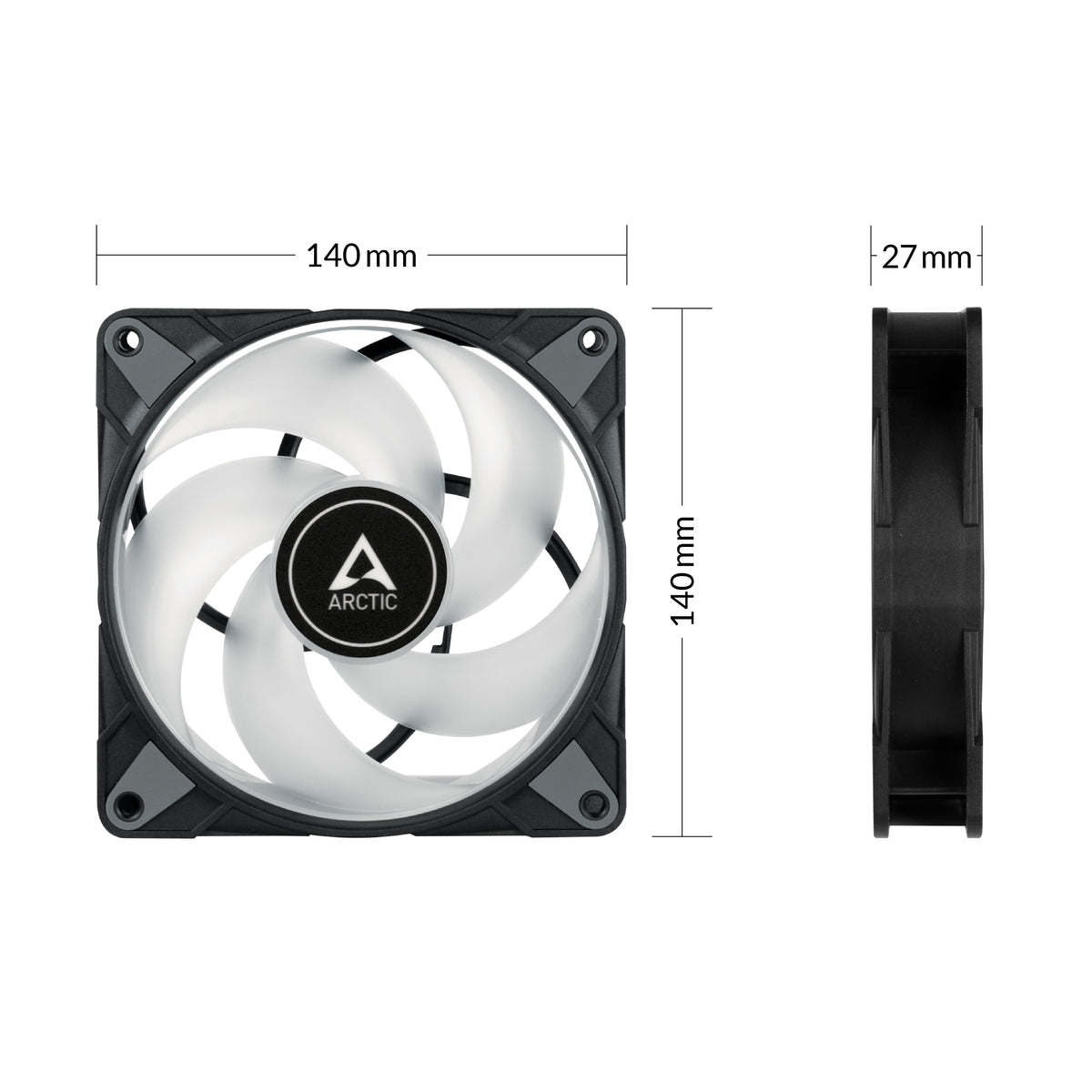 ARCTIC P14 PWM PST A-RGB 0dB - Semi-Passiver 140 mm Gehäuselüfter mit digitalem A-RGB