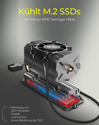 ICY BOX IB-M2HSF-705, M.2 Kühler mit Heatpipe und 30 mm Lüfter,Aluminium, Für M.2 SSDs max. 2280, silber