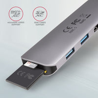 Axagon HMC-5 USB 3.2 Gen 1 hub, 2x USB-A, HDMI, SD/microSD, PD 100W