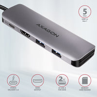 Axagon HMC-5 USB 3.2 Gen 1 hub, 2x USB-A, HDMI, SD/microSD, PD 100W