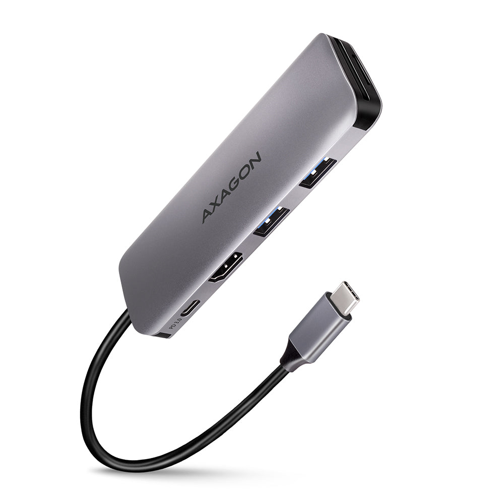 Axagon HMC-5 USB 3.2 Gen 1 hub, 2x USB-A, HDMI, SD/microSD, PD 100W