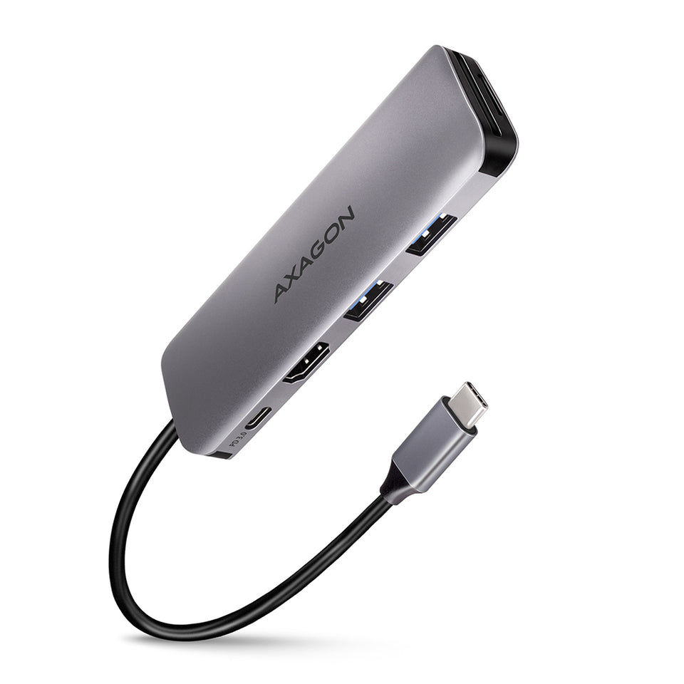 Axagon HMC-5 Hub USB 3.2 Gen 1, 2x USB-A, HDMI, SD/microSD, PD 100W