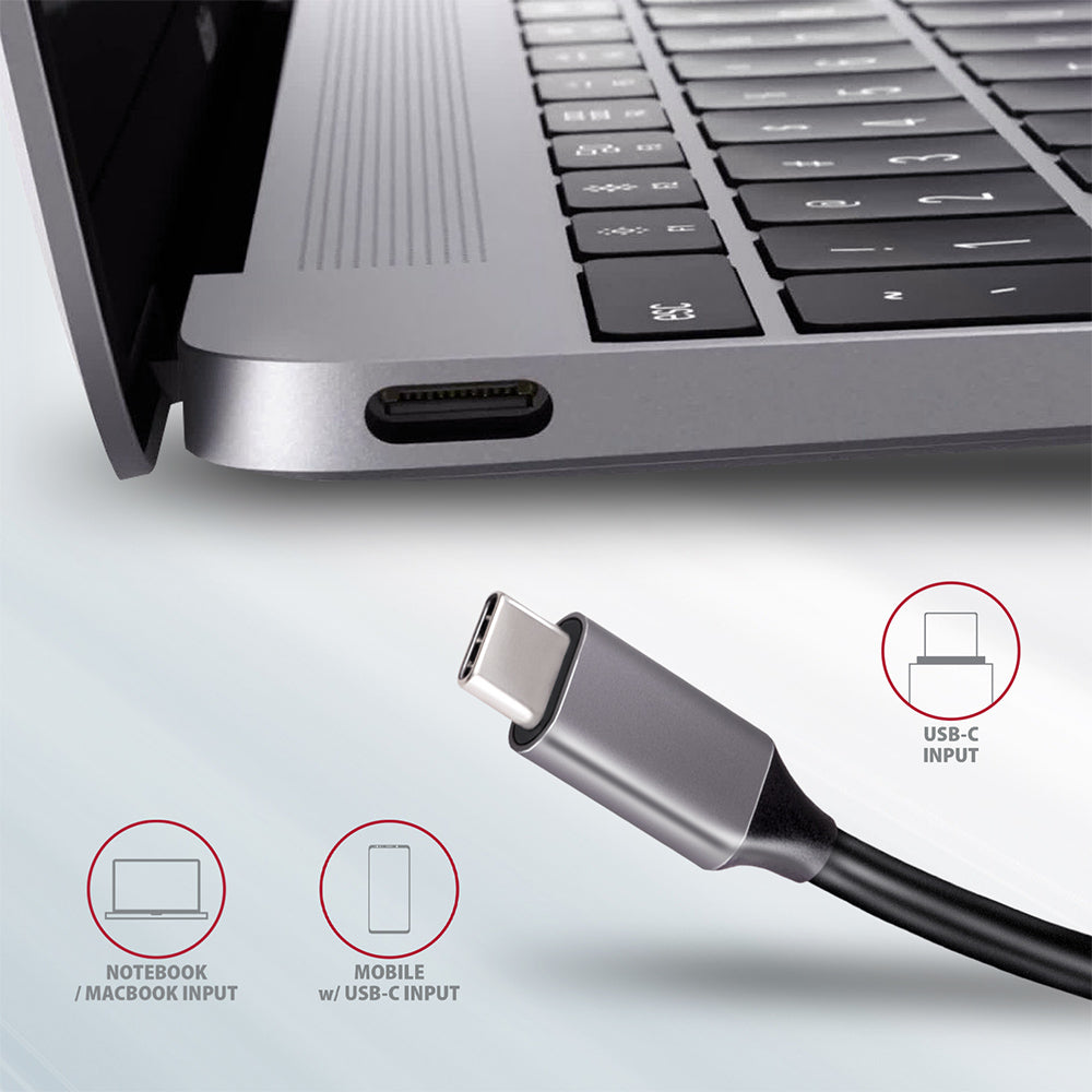 Axagon HMC-5 USB 3.2 Gen 1 hub, 2x USB-A, HDMI, SD/microSD, PD 100W